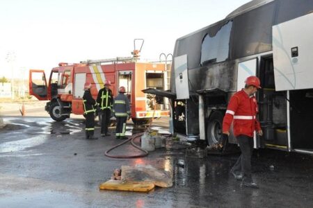 اتوبوس ریگان – کرمان آتش گرفت