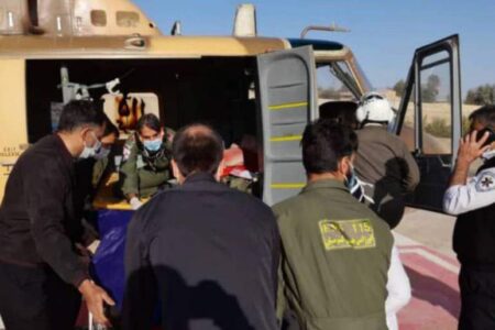 پرواز اورژانس هوایی کرمان برای نجات جان مصدوم دچار سوختگی در راور