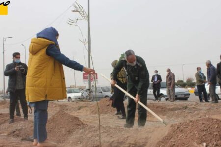 غرس بیش از ۳۰۰ اصله درخت به نام و یاد شهداء شهرستان زرند