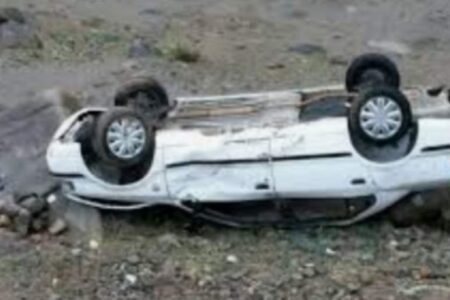 واژگونی منجر به فوت خودروی سواری سمند در ارزوئیه