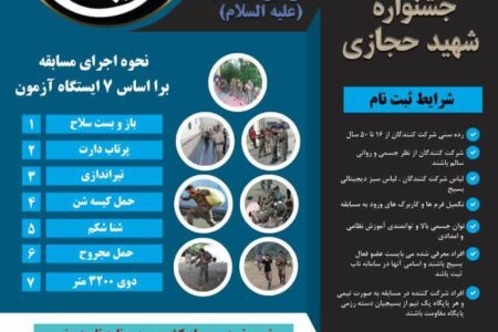 با عنوان جشنواره شهید حجازی توسط رده های بسیج سپاه زرند در حال برگزاری است