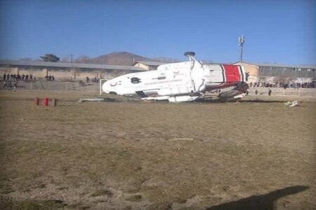 تصاویری از بالگرد حادثه دیده حامل وزیر ورزش در بافت