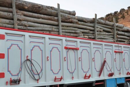توقیف کامیون حامل ۲۵ تن چوب قاچاق در فاریاب