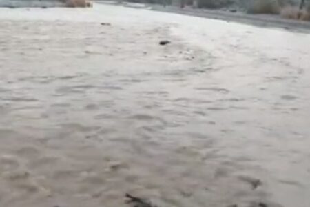 فیلم| جاری شدن رودخانه آسمینون منوجان