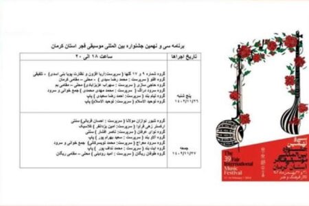 برگزاری بخش استانی سی‌ونهمین جشنواره بین‌المللی موسیقی فجر در کرمان
