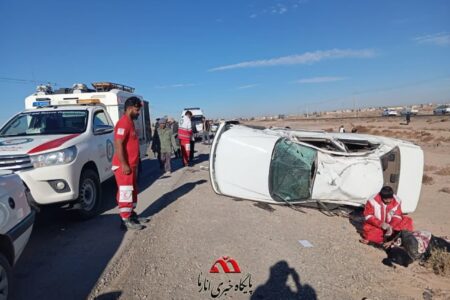 انحراف و واژگونی پژو پارس در جاده انار – رفسنجان یک فوتی و چهار مصدوم برجای گذاشت