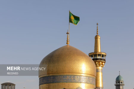 پرچم گنبد امام رضا (ع) روی دستان زائران حاج قاسم | خبر کرمان